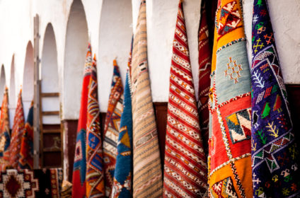 Brightly-Colored Kilims For Sale in Casablanca, Morocco
