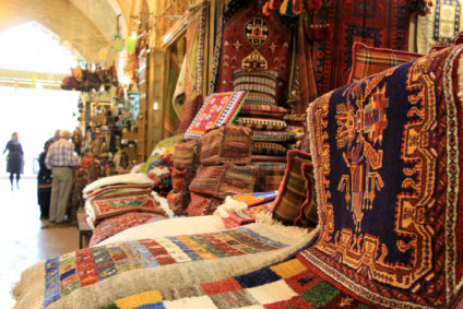 Persian rug sold in the bazaar of Shiraz